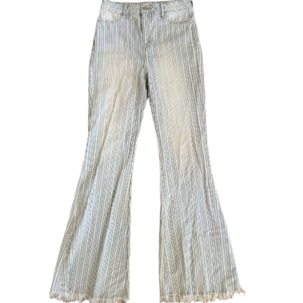 Striped flare denim jeans - size 8